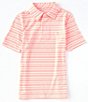 Color:Heather Flamingo Pink - Image 1 - Little/Big Boys 4-16 Short Sleeve Bombay Stripe Performance Polo Shirt