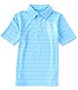Color:Heather Boat Blue - Image 1 - Little/Big Boys 4-16 Short Sleeve Bombay Stripe Performance Polo Shirt