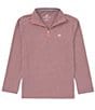 Color:Heather Dusty Coral - Image 1 - Little/Big Boys 4-16 Long Sleeve Quarter-Zip Micro Stripe Cruiser Pullover