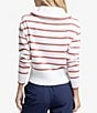 Color:Dusty Coral - Image 2 - Maizy Knit Mock Neck Quarter Zip Striped Sweater