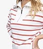 Color:Dusty Coral - Image 3 - Maizy Knit Mock Neck Quarter Zip Striped Sweater