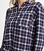 Color:Nautical Navy - Image 3 - Niki Chilly Morning Plaid Long Sleeve Button Front Shirt