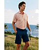 Color:Geranium Pink - Image 3 - Performance Stretch Brrr°-eeze Meadowbrook Stripe Short Sleeve Polo Shirt