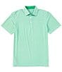 Color:Lawn Green - Image 1 - Performance Stretch Brrr°-eeze Meadowbrook Stripe Short Sleeve Polo Shirt
