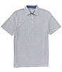 Color:Aged Denim Navy - Image 1 - Performance Stretch Brrr°-eeze Meadowbrook Stripe Short Sleeve Polo Shirt