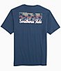 Color:Aged Denim - Image 1 - Striped Sunset Palms Short Sleeve T-Shirt