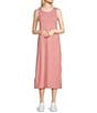 Color:Conch Shell - Image 1 - Sun Farer Stripe Crew Neck Sleeveless Side Vent Midi Dress