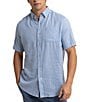Color:Clearwater Blue - Image 1 - White Lotus Short Sleeve Woven Shirt