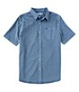 Color:Dark Denim - Image 1 - Windley Garment Dyed Short-Sleeve Woven Shirt