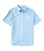 Color:Niagara - Image 1 - Windley Garment Dyed Short-Sleeve Woven Shirt