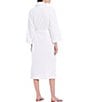Color:White - Image 2 - Spa Essentials by Sleep Sense Velour Shadow Stripe Terry Long Cozy Wrap Robe