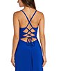 Color:Neon Royal - Image 3 - Spaghetti Strap V-Neck Cut Out Lace-Up Back Long Dress