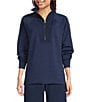 Spanx AirEssentials® Brushed Half Zip Mock Neck Coordinating Tunic, Color:Navy Heather - Image 1