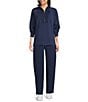 Spanx AirEssentials® Brushed Half Zip Mock Neck Coordinating Tunic, Color:Navy Heather - Image 4