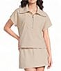 Spanx AirEssentials Half Zip Short Sleeve Rib Knit Pullover - Image 1