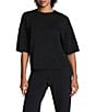 Spanx AirEssentials® Knit Short Sleeve Drop Shoulder Coordinating Relaxed Tee, Color:Very Black - Image 5
