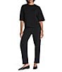 Spanx AirEssentials® Knit Short Sleeve Drop Shoulder Coordinating Relaxed Tee, Color:Very Black - Image 7