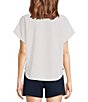 SPANX Collared Split V-Neck Drop Shoulder Short Sleeve Woven Blouse - Image 6