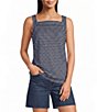 SPANX Coordinating Gingham Square Neck Sleeveless Ponte Jacquard Tank Top - Image 1