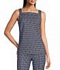 SPANX Coordinating Gingham Square Neck Sleeveless Ponte Jacquard Tank Top - Image 1