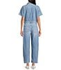 SPANX Denim Collared Short Sleeve Button Front Ankle Length Barrel Leg Jumpsuit - Image 2