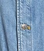 SPANX Denim Collared Short Sleeve Button Front Ankle Length Barrel Leg Jumpsuit - Image 4