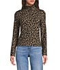 Spanx Knit Long Sleeve Leopard Turtleneck Top, Color:Fierce Feline - Image 1