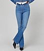 Color:Vintage Indigo - Image 1 - Retro High Rise Flared Leg Core Shaping Jeans