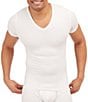 Color:White - Image 3 - SPANX Sculpt V-Neck T-Shirt