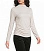 Spanx SPANXsmooth® Jersey Mock Neck Long Sleeve Ruched Top - Image 1