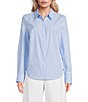 Spanx Stripe Poplin No-Gape Tailored Button Down Top - Image 1