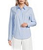 Spanx Stripe Poplin No-Gape Tailored Button Down Top - Image 1