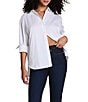 Spanx Woven Long Sleeve Poplin Button Front Top, Color:Classic White - Image 4