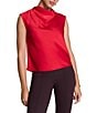 Spanx Woven Sleeveless Drape Neckline Top, Color:Spanx Red - Image 1