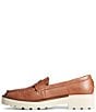 Color:Tan - Image 3 - Chunky Sole Leather Penny Loafers
