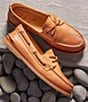 Color:Tan - Image 5 - Men's Gold Water Resistant Leather Boat Shoes