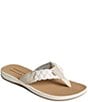 Color:Off White - Image 1 - Parrotfish Braid Leather Thong Sandals