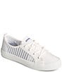 Color:White - Image 1 - Seacycled Crest Vibe Mesh Striped Sneakers