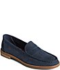 Color:Navy - Image 1 - Seaport Penny Perforated Suede Loafers
