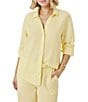 Splendid Adele Point Collar Long Sleeve Button Front Gauze Shirt - Image 1