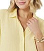Splendid Adele Point Collar Long Sleeve Button Front Gauze Shirt - Image 5