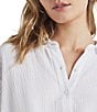 Color:White - Image 6 - Adele Point Collar Long Sleeve Button Front Gauze Shirt
