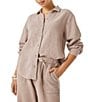 Splendid Adele Point Collar Long Sleeve Button Front Gauze Shirt - Image 1