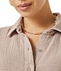 Splendid Adele Point Collar Long Sleeve Button Front Gauze Shirt - Image 5