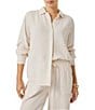 Splendid Adele Point Collar Long Sleeve Button Front Gauze Shirt - Image 1