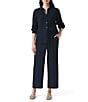 Splendid Adele Drawstring Gauze Cropped Relaxed Wide Leg Pants, Color:Navy - Image 4
