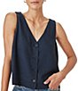 Splendid Adele Linen Blend V-Neck Button Front Vest - Image 5