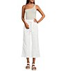 Color:White - Image 3 - Alys Tie High Waisted Wide Leg Crop Pants