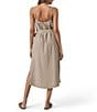 Splendid Amanda Linen Blend Knit V-Neck Sleeveless Belted A-Line Midi Dress, Color:Fawn - Image 2