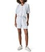 Splendid Angie Indigo Drawstring Shorts, Color:Bleached Indigo - Image 4